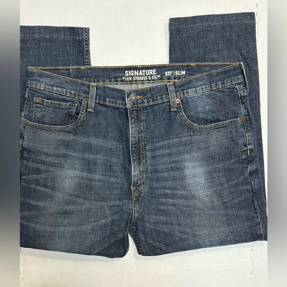 Levi’s Signature S37 Slim Straight Jeans Men’s 40x30 Medium Wash Stretch Denim